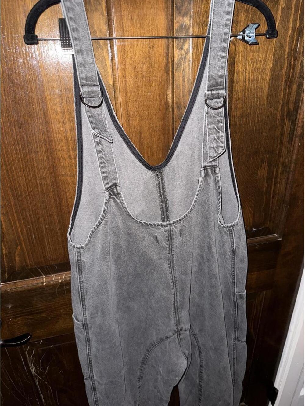 Free people Women's Black High Roller Overall Denim Jumpsuit - Picture 3 of 4